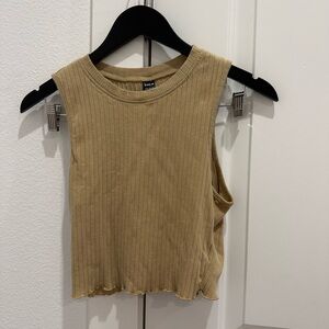 Tan Ribbed Sleeveless Top
